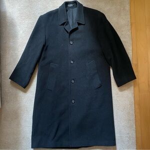 Andrew Fezza New York Cashmere Blend Italian Fabric Long Black Peacoat Size R-40